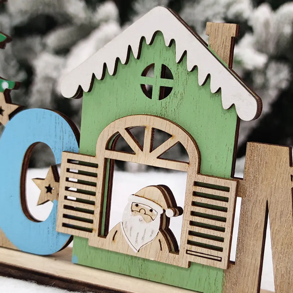 

2Pcs Christmas Wooden House Letter Ornament Safe Decorative Xmas Festival Ornaments Unique Home Decors Wooden Ornaments