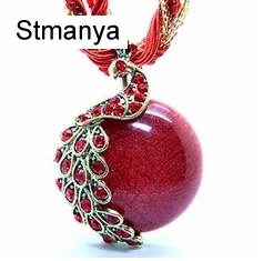 Hot Fashion Women crystal Necklace Retro Bohemian Phoenix Peacock Opal Eye Party Gift Jewelrty N1153