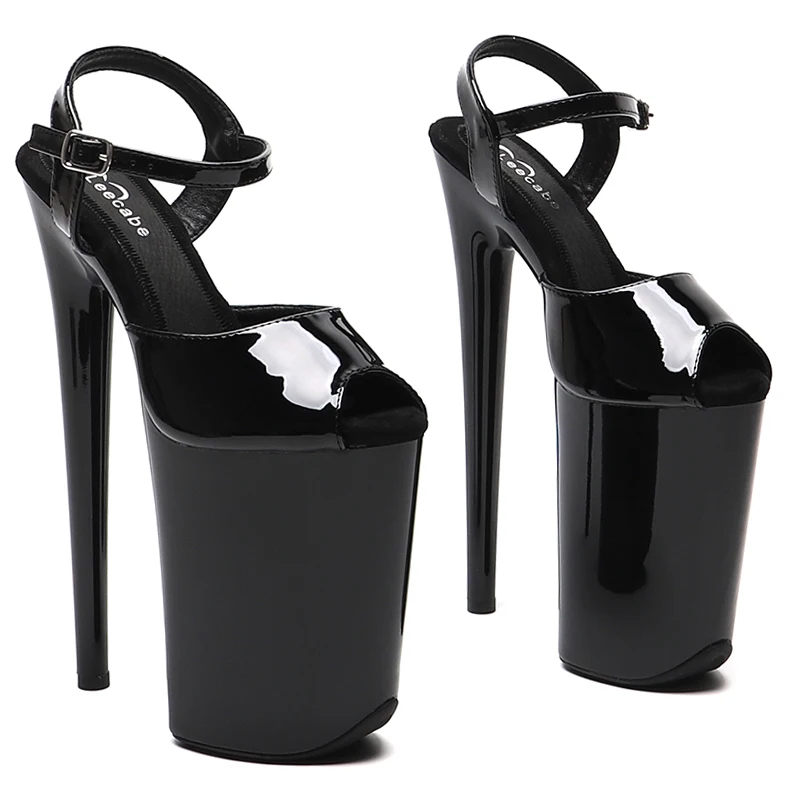 Leecabe 23CM / 9inches Patent PU Trend Fashion Platform High Heel Sandals Party Stripper Heel Pole Dance Shoes