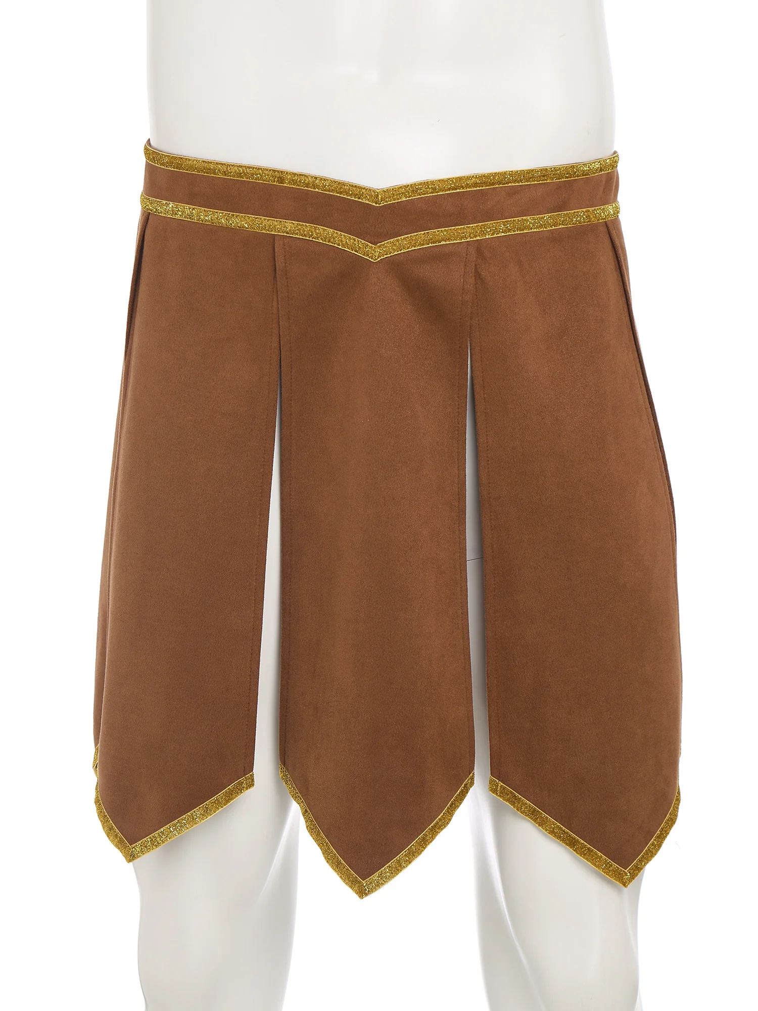 Rok Gladiator Romawi Pria Rok Armor Suede Palsu Pinggang Dapat Disesuaikan Trim Emas untuk Cosplay Halloween Ksatria Prajurit Yunani Abad Pertengahan