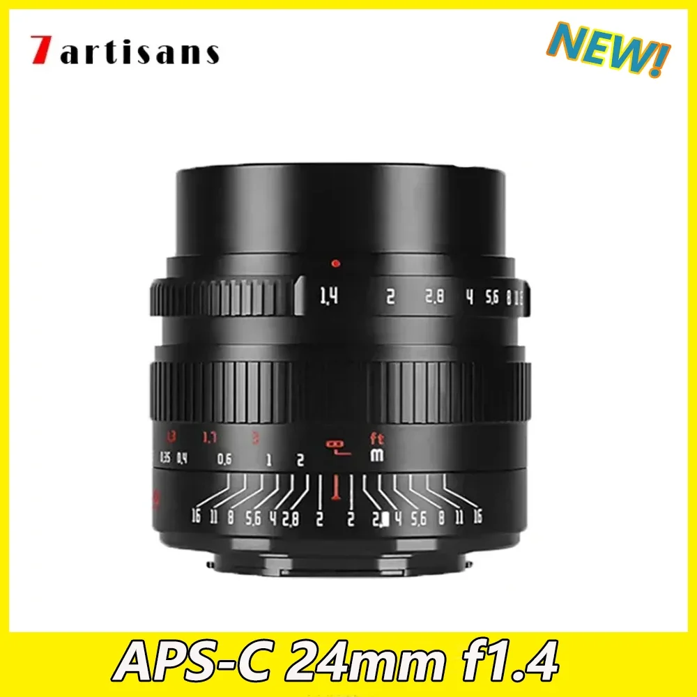 7artisans 24mm f1.4 Wide-angle Camera Lens Large Aperture For Fuji XT5/XS20/XS10 Cameras APS-C Manual Focus Photography Kit