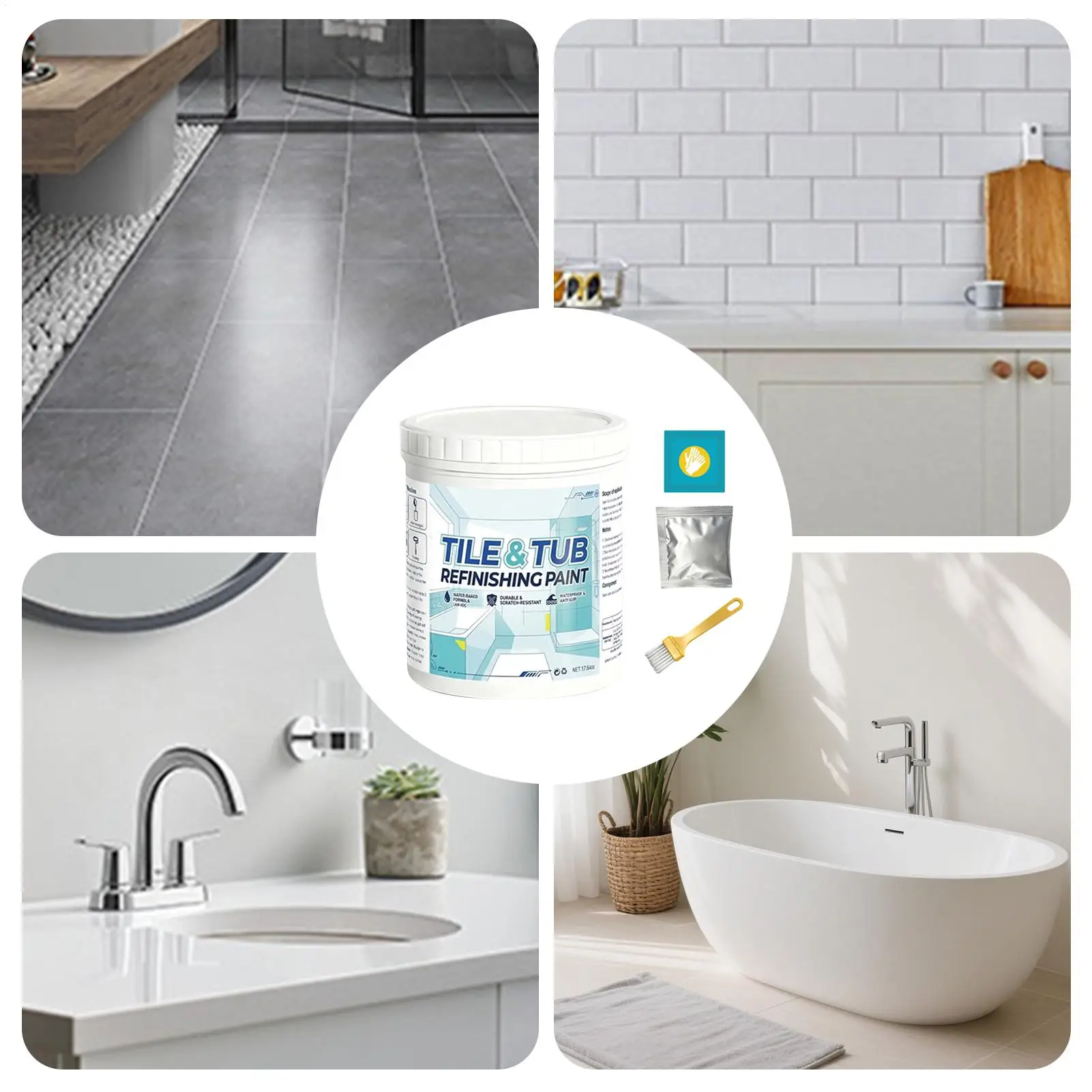Shower Paint 500g Semi-Gloss Refinishing Coating Sink Coating Paint Waterproof Bathtub Paint for Sink Countertop Bathroom