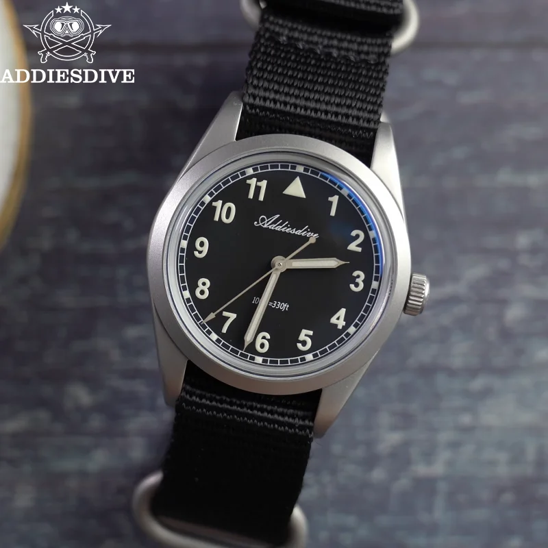 

ADDIESDIVE часы для мужчин VH31 пузырь зеркальное стекло кварцевые наручные часы водостойкий светящийся простой нейлоновый ремешок ретро часы-пилот