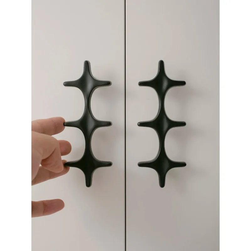 

Minimalist Cabinet Pulls Door Handles Black Solid Brass Wardrobe Cabinet Cross Handles for Furniture Hardware