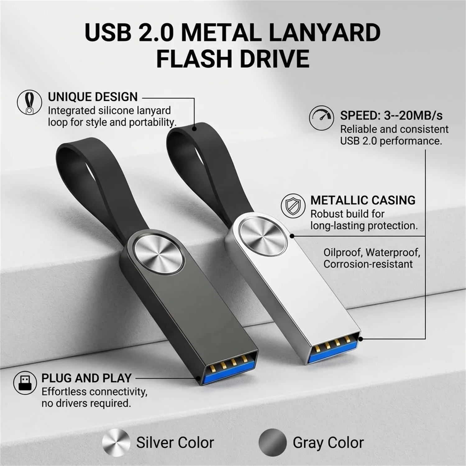 Metal USB Flash Drive 128GB 64GB Creative Business Gifts Memory Stick Mini Black Pen Drive 32GB 16GB 8GB Business Gift USB Disk