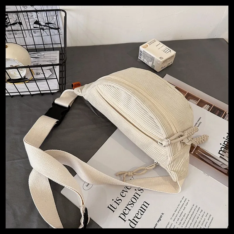 New Fashion Corduroy Chest Bag Fanny Pack Men Women Casual Banana Fanny Pack Belt Bags Simple Trendy Shoulder Crossbody Bag