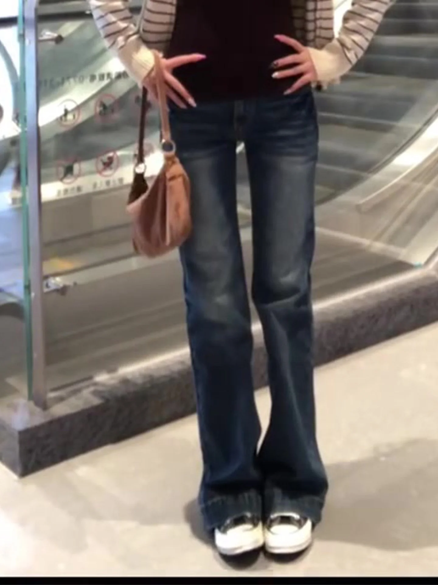 레트로 아메리칸 하이 스트리트 웨이드 벨 보트 진 여성용 가을 겨울 신상 슬레 하이 웨이스트 스트레이트 레그 팬츠