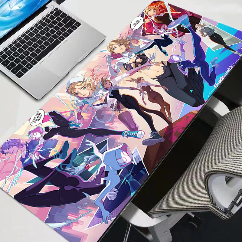 

Marvel Sexy Girl Anime Mouse Pad Computer Spider-Man Gwen Gamer Mousepad Laptop Gaming Accessories Keyboard Rug Large Desk Mat