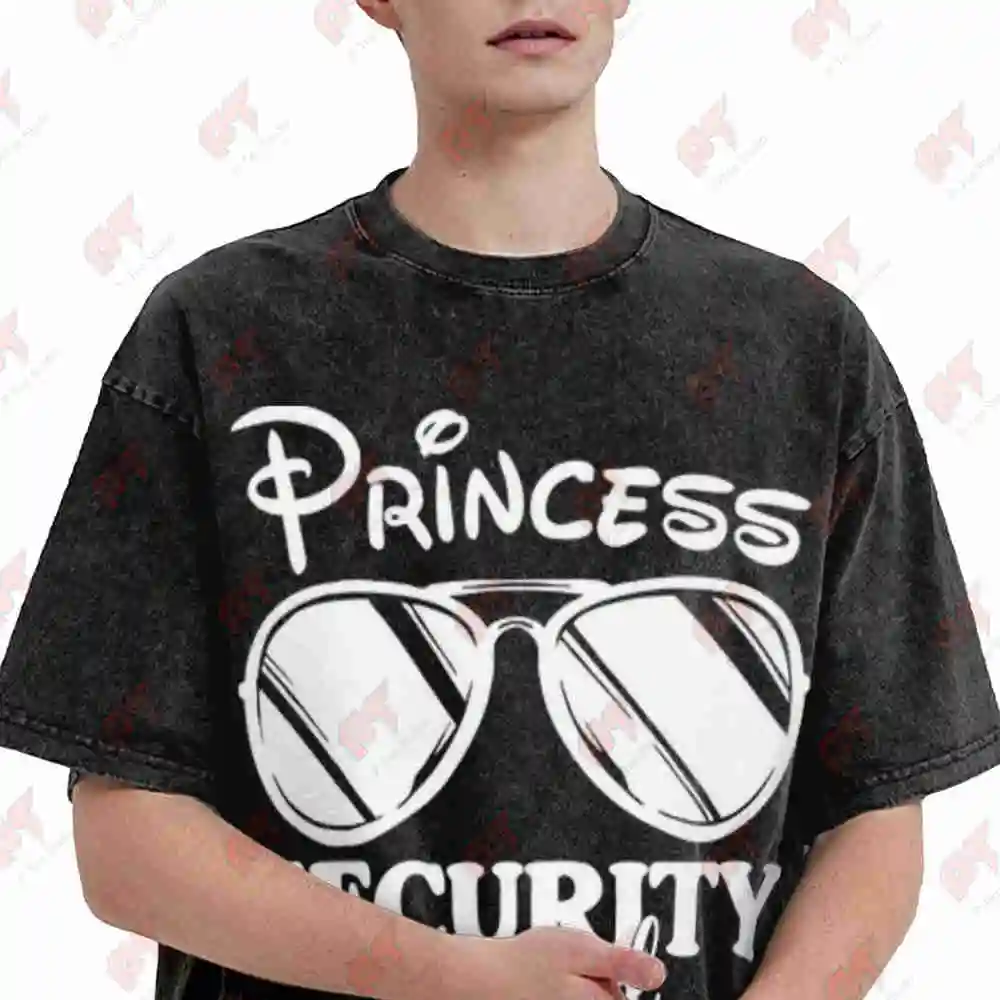 Princess Security Squad Funny Birthday Matching Vintage Washed Tee Pure Cotton T-Shirt