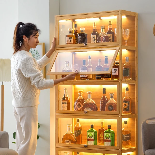 Liquor bottle display cabinet sale