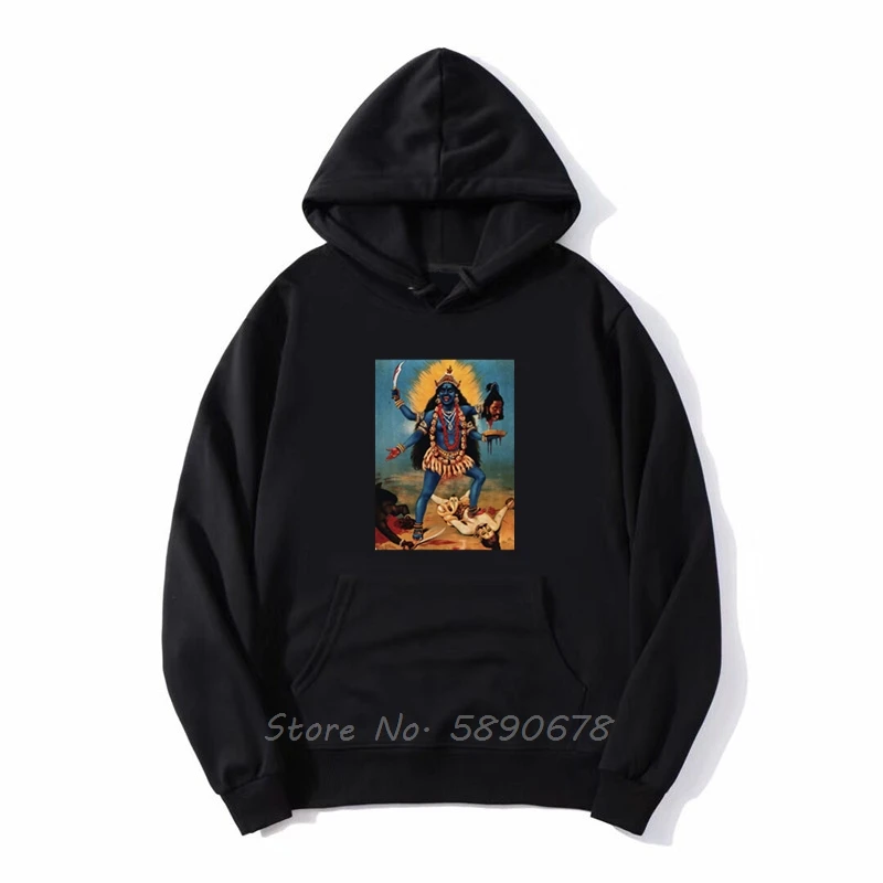 Kali - Hindu Hoodie Kali Krishna Hindu India Buddha God Gold Mythology Religion Men Fleece Hooded Sweatshirt Harajuku Jacket