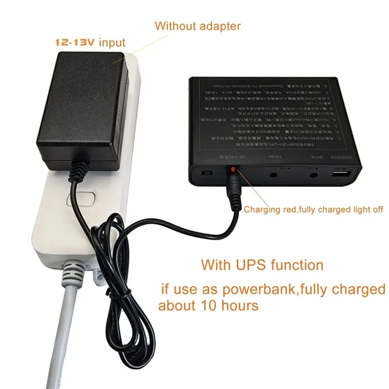 USB 5V 9V 12V Output DIY 18650 Battery UPS Power Supply Box For DVR Wireless Router Modem Mobile Phone LED-A74P
