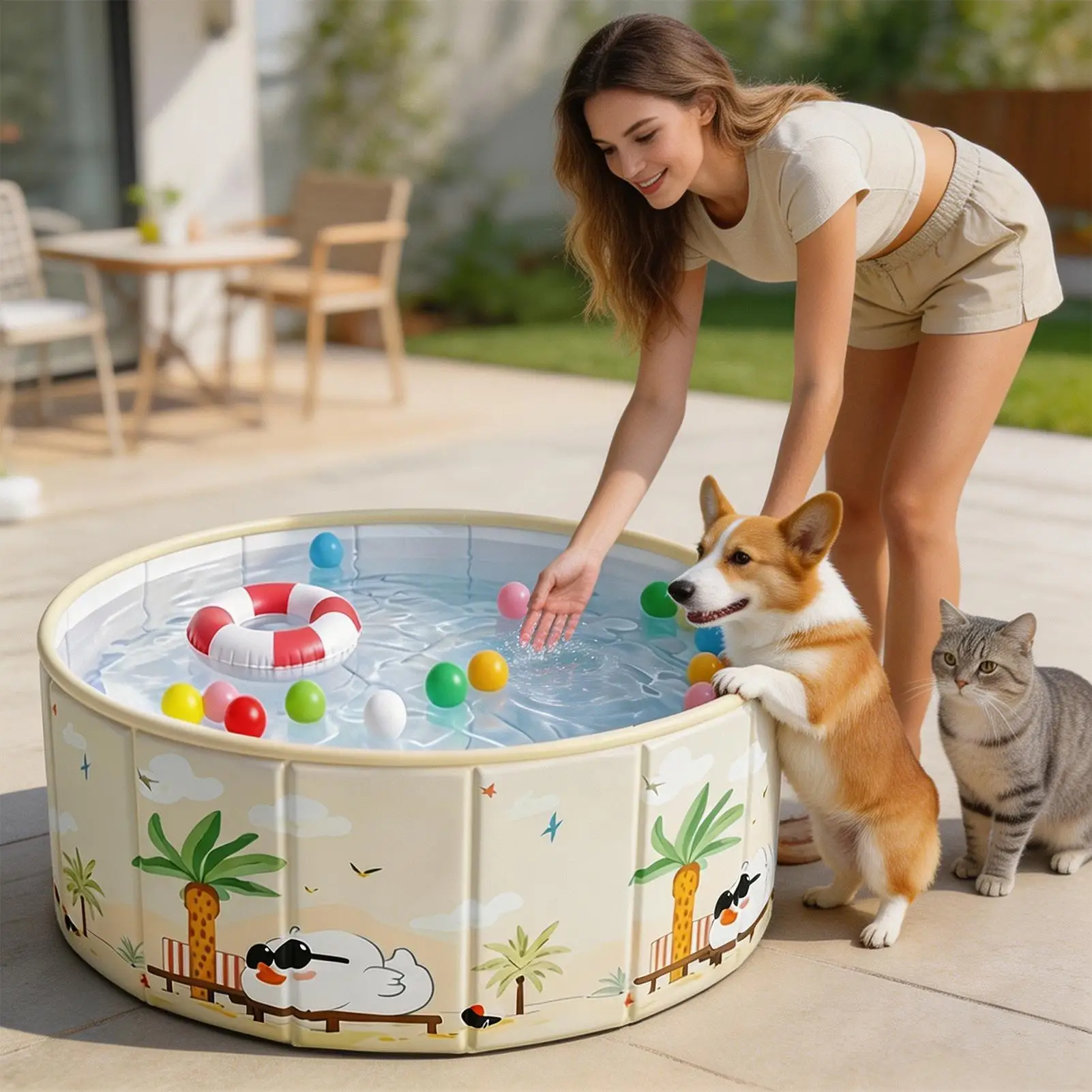 Thickened Bathtub Foldable Dog Pool Outdoor Backyard Pool Swimming Tub Dog Bathing Tub For Camping Boys Girls Pets view 4