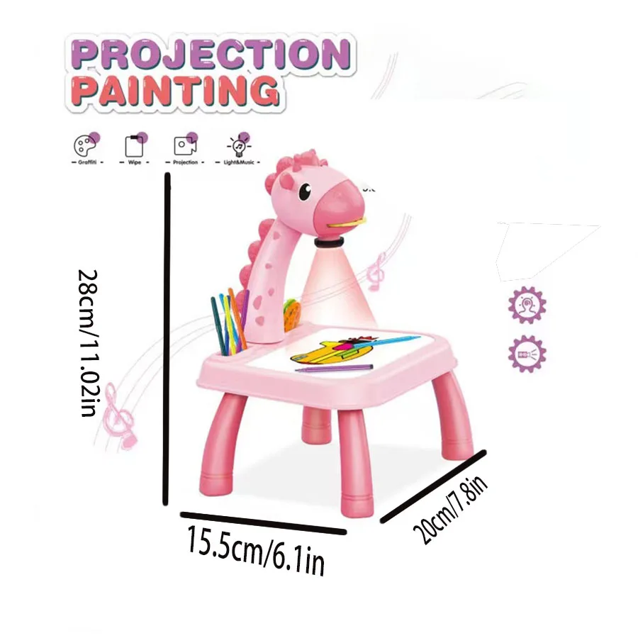 1 PC ของเล่นเด็กกวางโปรเจคเตอร์กระดานวาดภาพภาพวาดตาราง Graffiti การเขียนปริศนามัลติฟังก์ชั่นของเล่น Erasable ของขวัญ