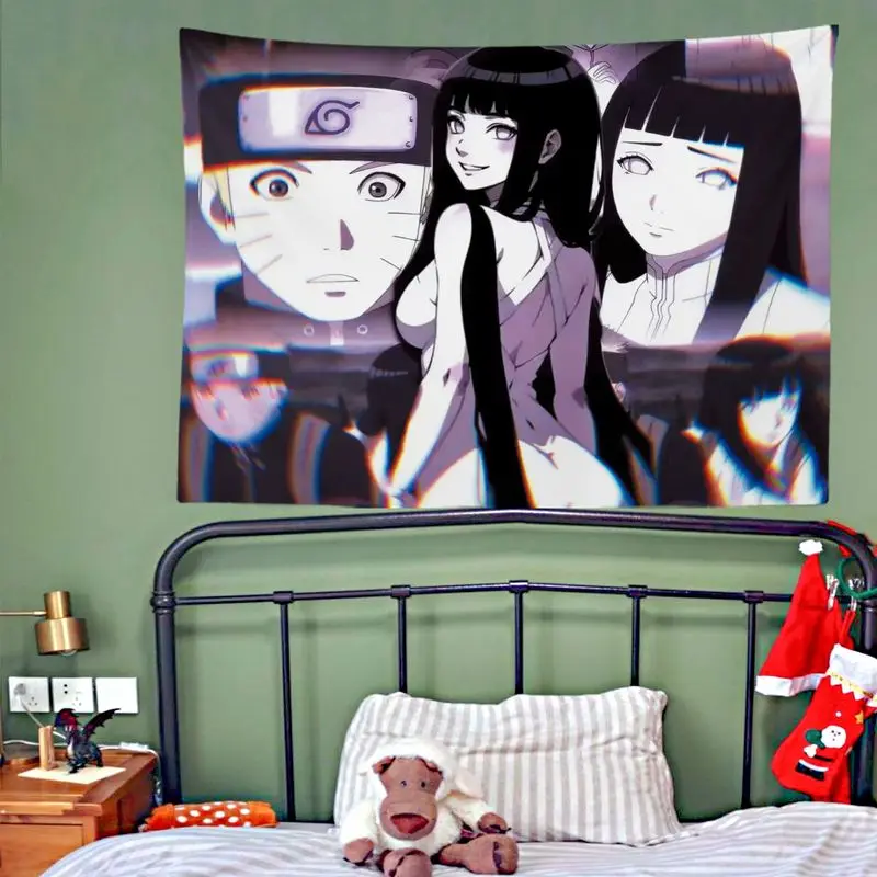 VIKAMA Blue Glowing Eyes Anime Girl Tapestry, Dark Wall Hanging for Bedroom Dorm Living Room Decor