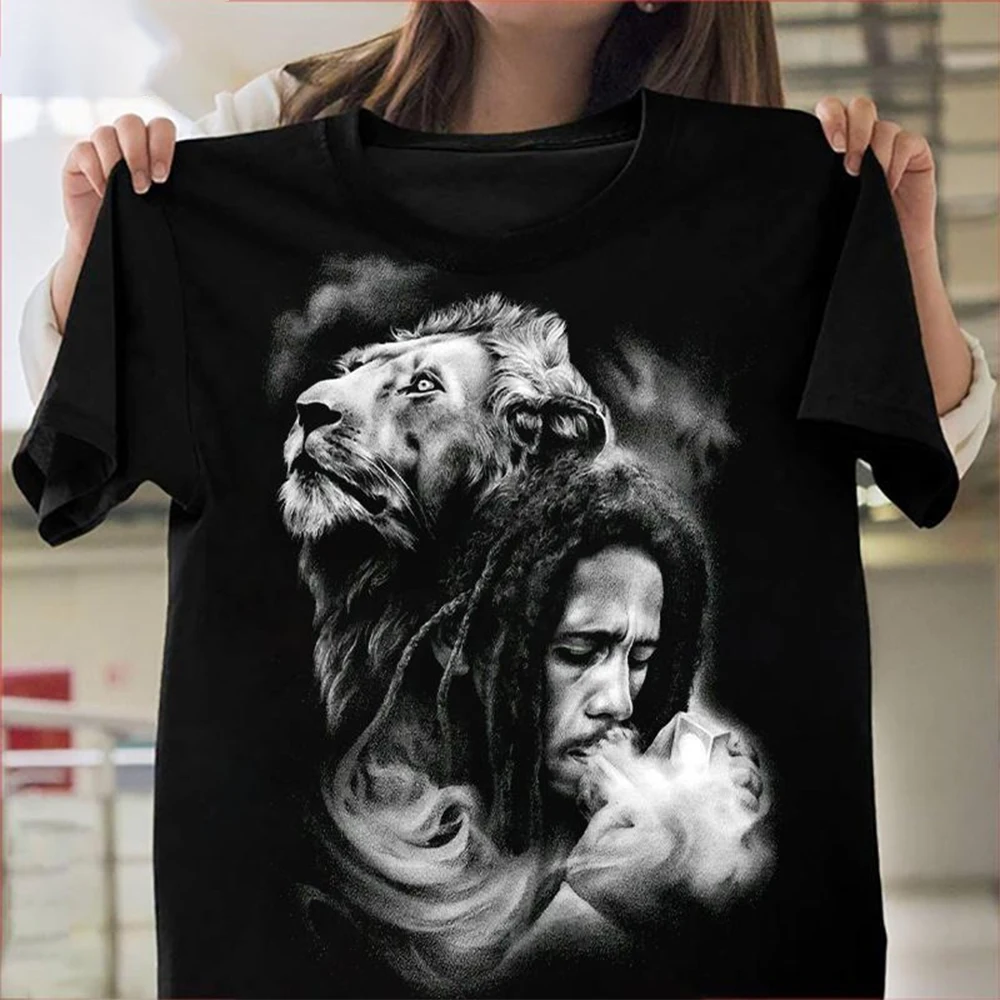 New summer hot selling 3D printed reggae music T-shirt fashionable and personalized black short sleeved cool T-shirt