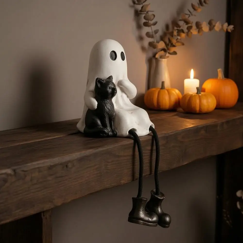 Festival Courtyard Decorations Halloween Figurines Set Spooky Ghost Pumpkin Skeleton Ornaments Black Cat for Mantel for Home