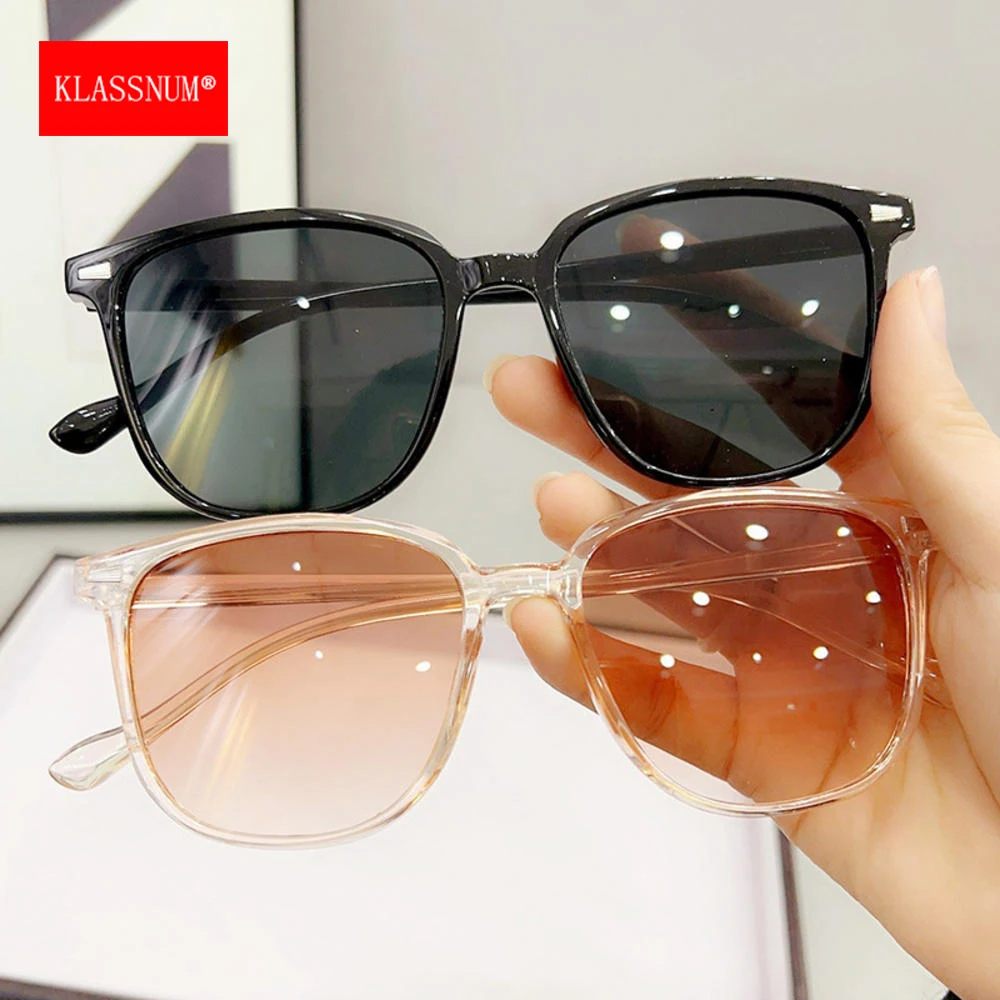 KLASSNUM Sunglass Women Large Frame Vintage Sun Lenses Men Trend 2026 New Sun Glasses UV400 Protection Sun Shades Black Brown