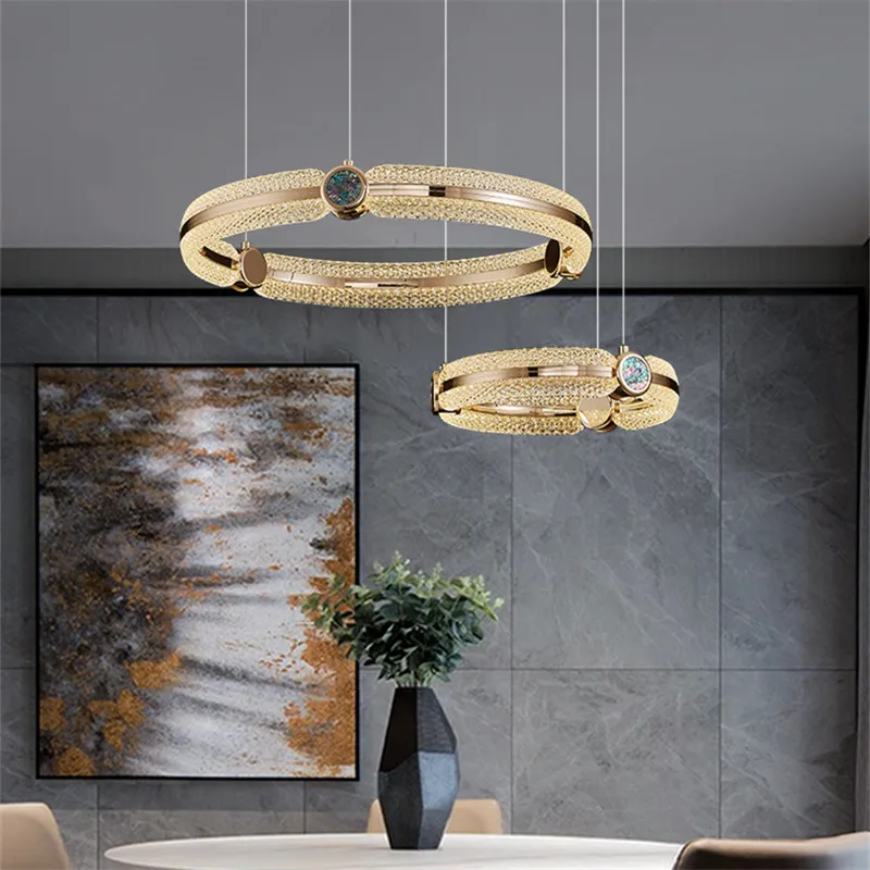 8M Nordic Chandelier Led 3 Colors Creative Light Luxury Ring Pendant Lamp Home Living Dining Room Bedroom Fixtures