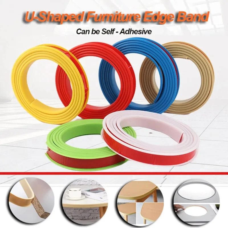 1m / 5m U-Shaped Seal Strip Self-Adhesive TPE Edge Banding Sealing Tape 9 - 40mm For Furniture Cabinet Desk Edge Guard Protector