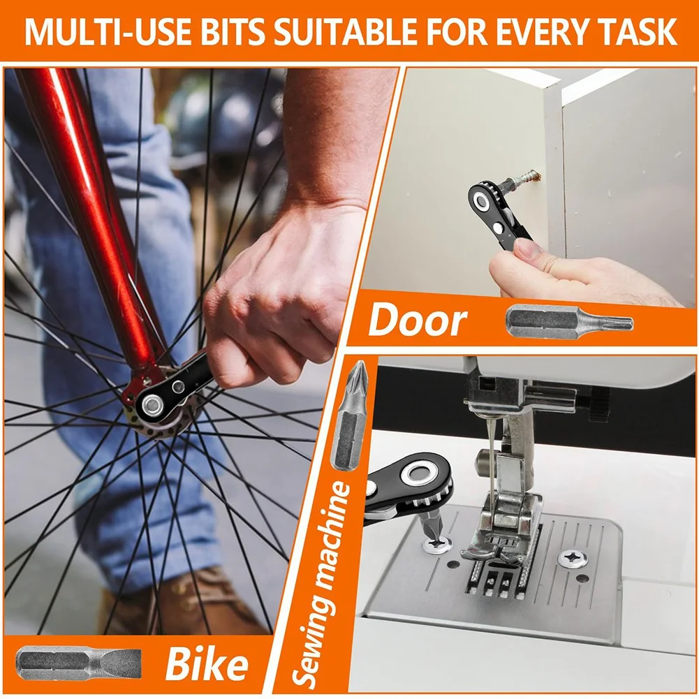 Multi-use Gear Right Angle Screwdriver Set - Mini Ratcheting 90 Degree Offset Wrench Kit
