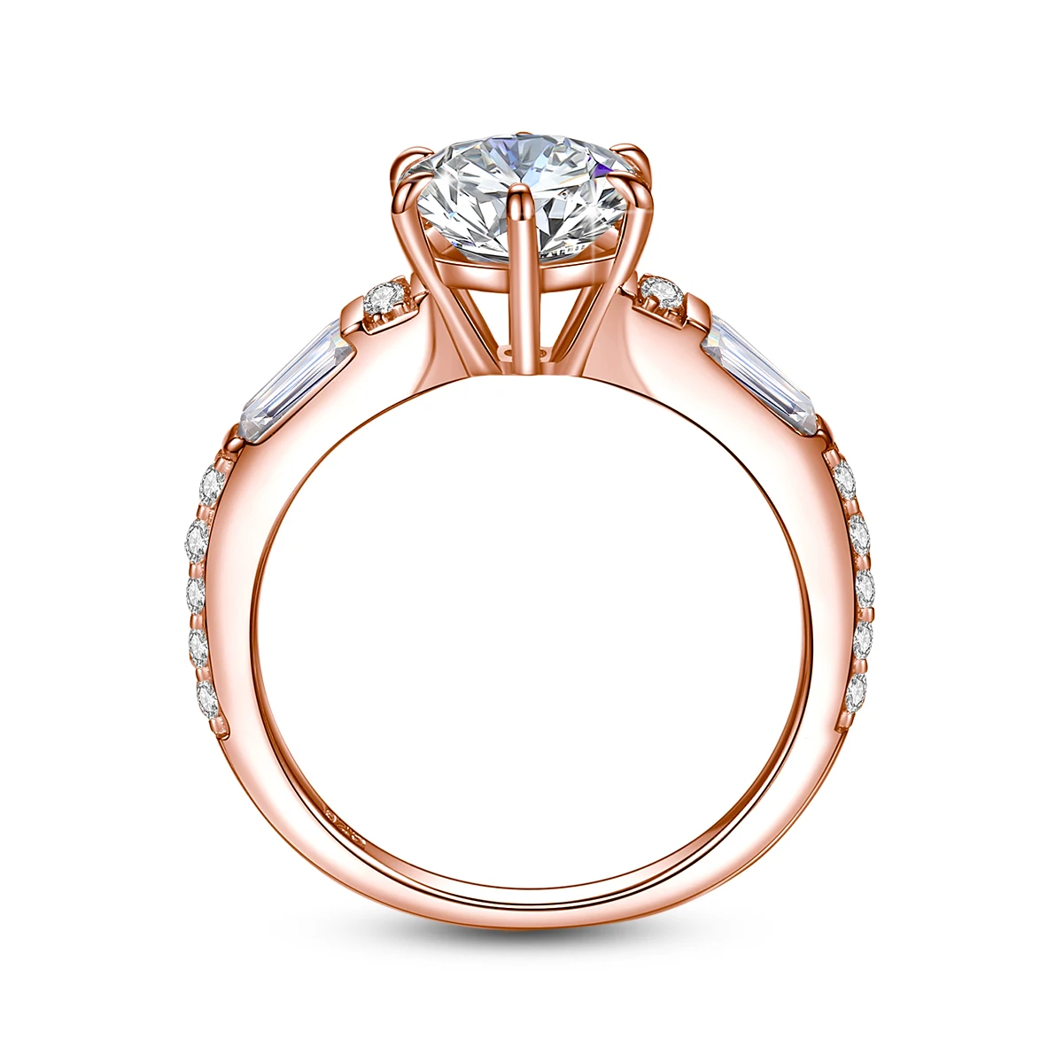  2CT Eheringe für Damen, 925 Sterling Silber, runder Schliff, Moissanit-Verlobungsring, luxuriöser Brautschmuck – Detail 11