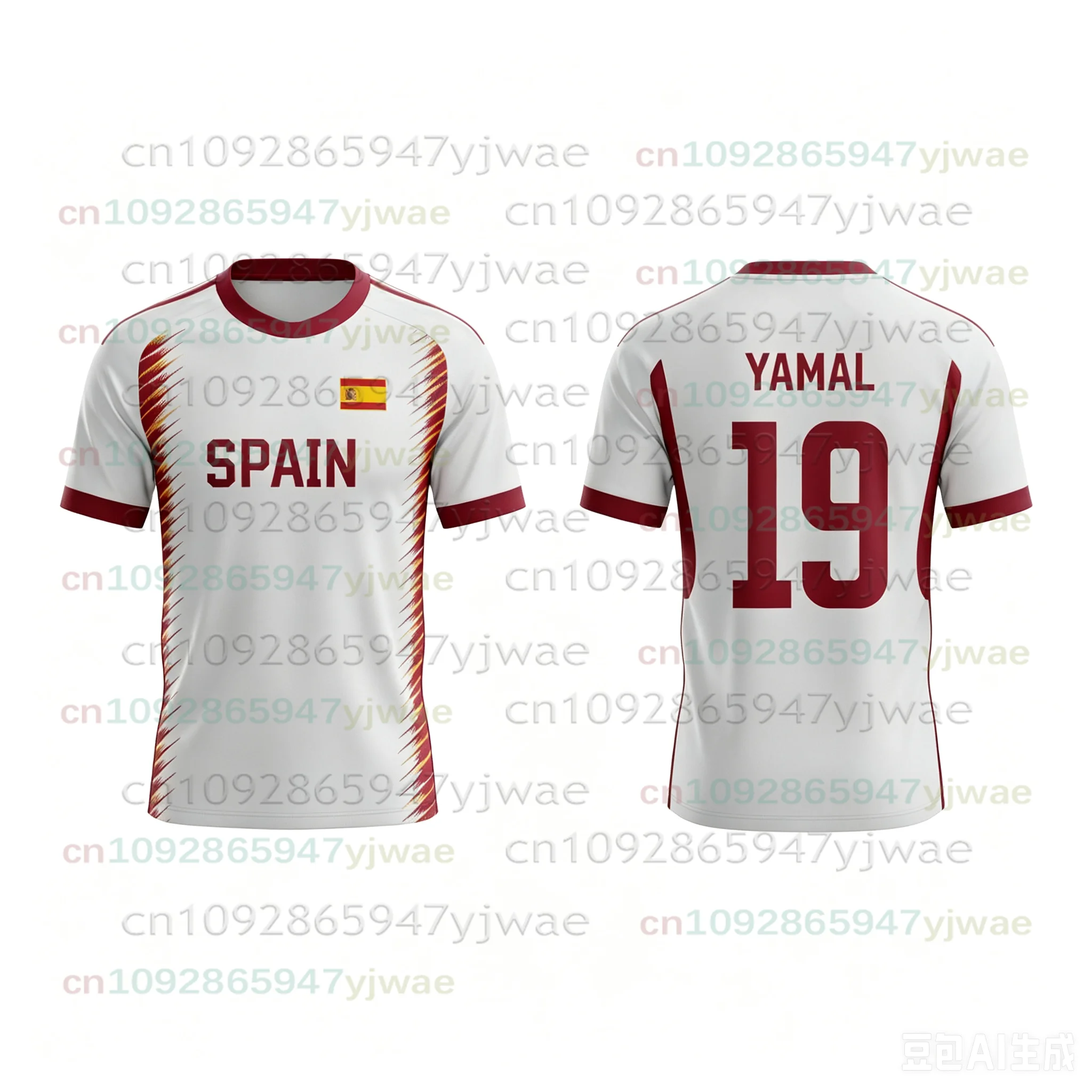 2026 Adult/Kids Soccer T-shirt Spanish Special Edition Football Jersey Yamal/Cucurella/Pedri/Gavi/Rodri #19/24/20/9/16 White Tee