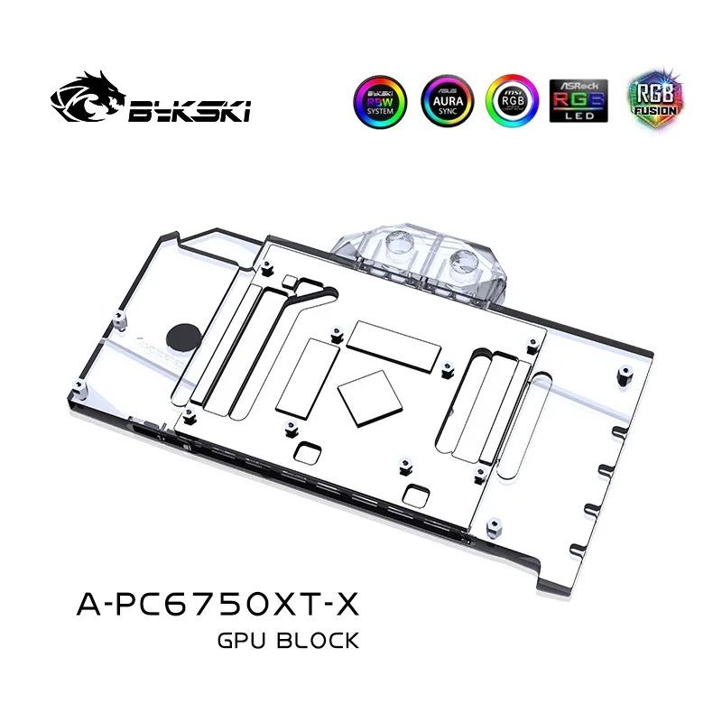 Bykski GPU Water Block dla Powercolor Radeon RX6750XT czerwona karta graficzna/VGA miedziany radiator chłodzący 5V RGB SYNC A-PC6750XT-X