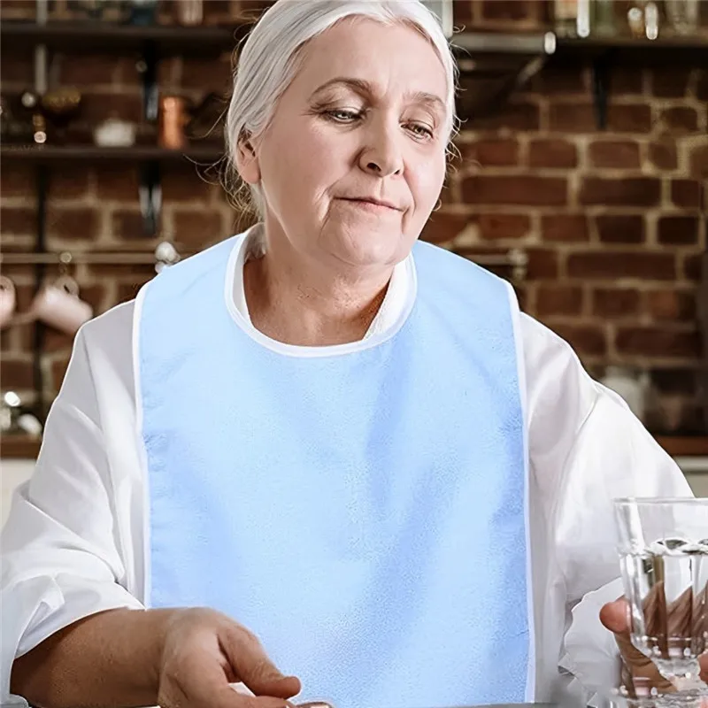 Lätzchen für Erwachsene, Schürze, Lätzchen für Männer und Frauen, geeignet für Senioren, schmutzabweisendes Diätetuch, wasserdichtes Lätzchen für die Essenszeit für Erwachsene – Detail 12