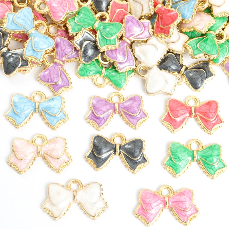 20Pcs Exquisite Enamel Bowknot Charms Girls Colourful Cute Bow Tie Pendants Diy Bracelets Earring Necklace Jewelry Accessories