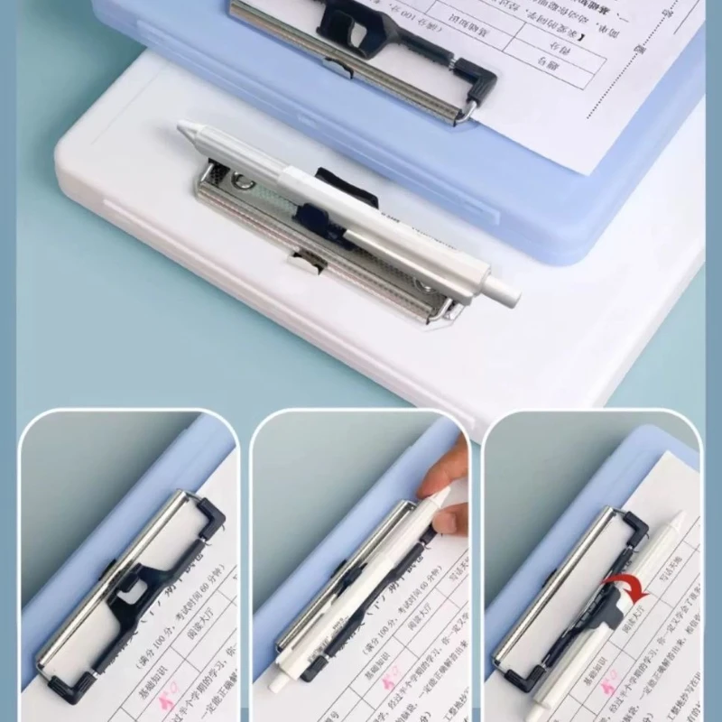 Clipboard File A4 Gaya Baru Kapasitas Besar 2-in-1 Folder Berkualitas Tinggi untuk Kertas Tes Siswa, Menulis di Kantor & Penyimpanan Dokumen