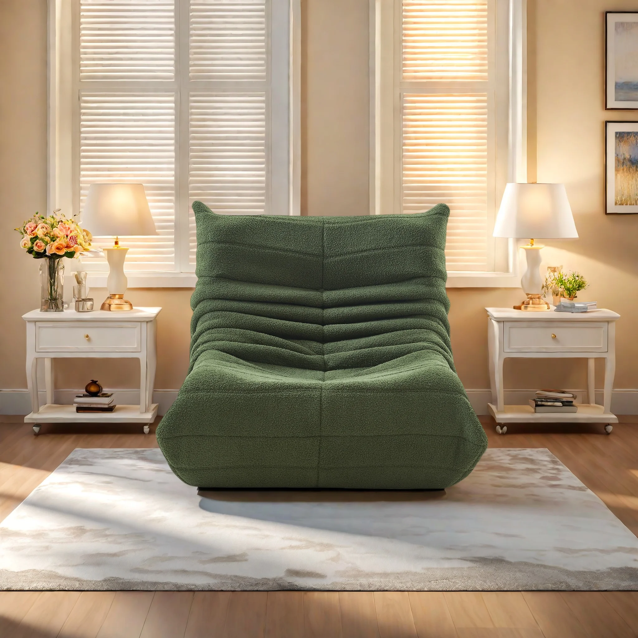 Rosahqnda pouf canapé sol canapé sol fauteuil dossier Teddy velours Relax fauteuil paresseux canapé pouf fauteuil pour chambre