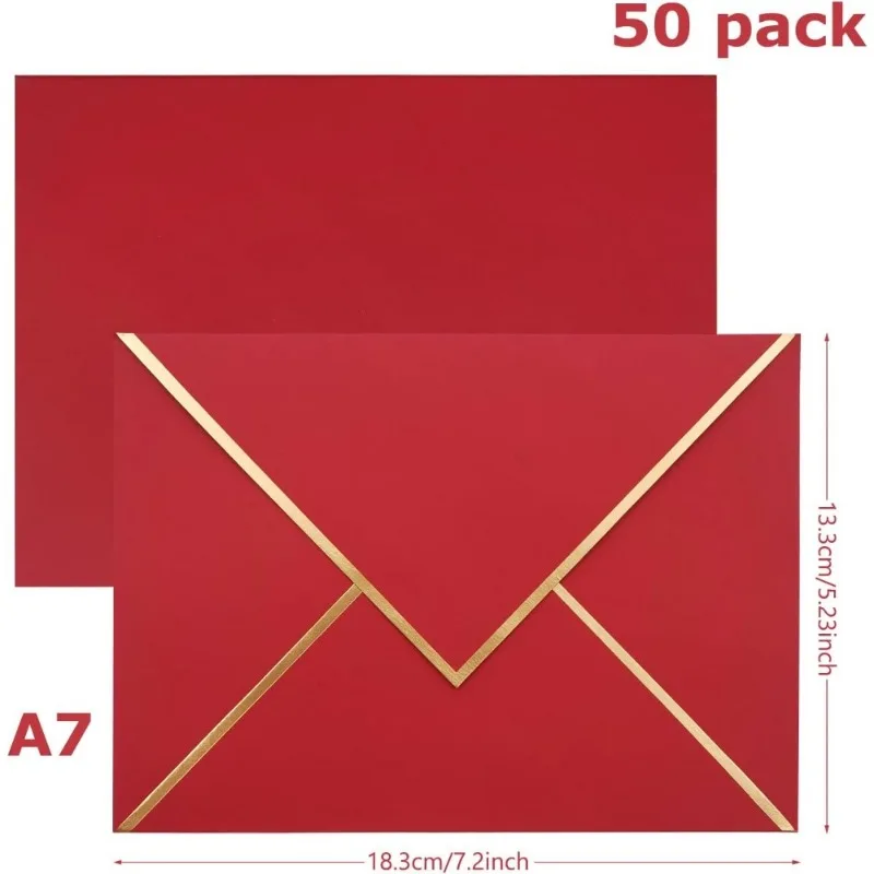 50 Pack 4x6/5×7 Inch Envelopes Self Seal for Invitations with Self-Adhesive A6/A7 Envelopes Self Seal for Weddings Invitations