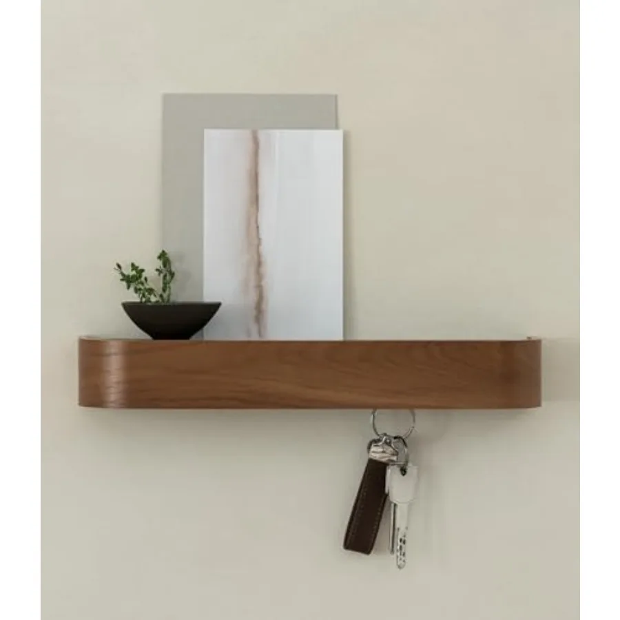 

Держатель для ключей 'Toke' в минималистичном стиле из Берлина: современный настенный держатель для ключей с деревянной полкой, настенная ключница.