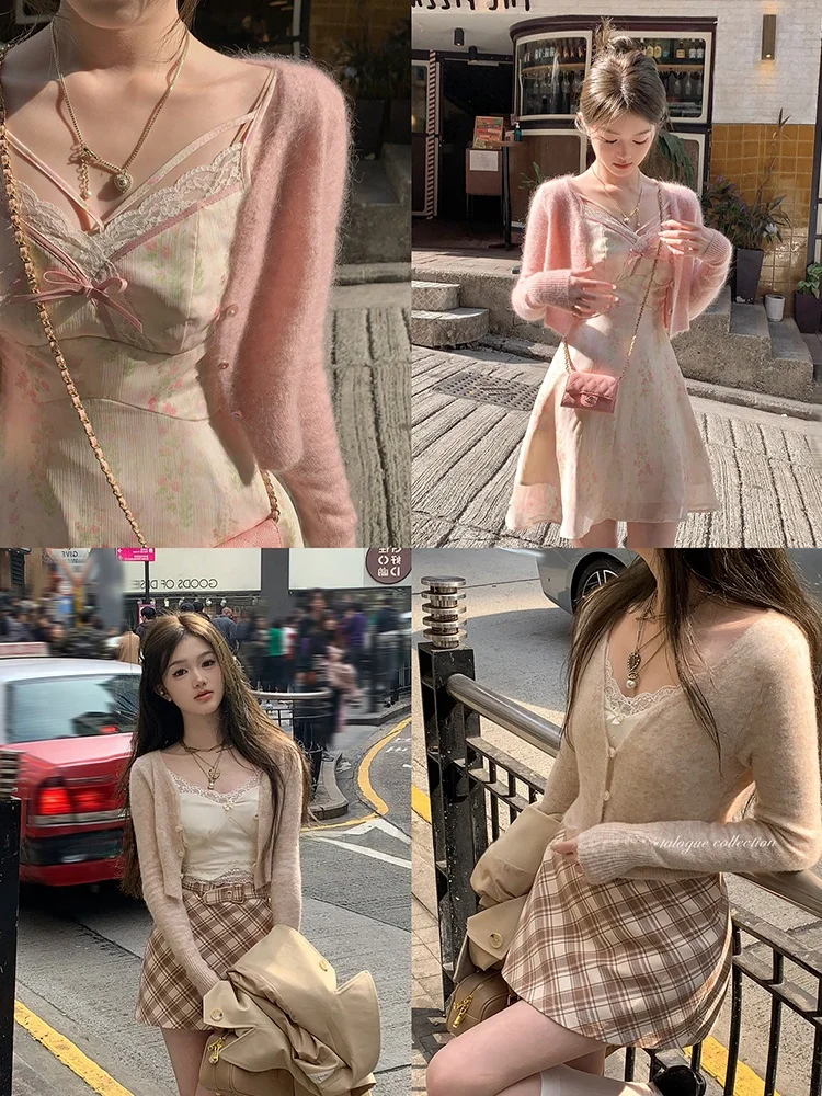 

Вязаный кардиган Acaine для женщин: осенняя модная верхняя одежда, топ с V-образным вырезом, длинными рукавами, стандартный крой, однотонный