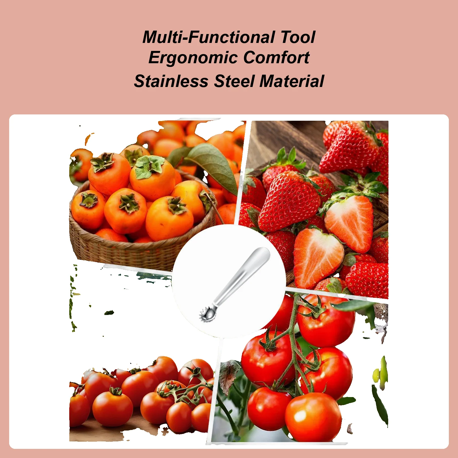 Tomato Cherry Stem Remover Stainless Steel Strawberry Huller Fruit LeafKnife Stem Remover Seed Extractor Fruit Peeler Kitchen