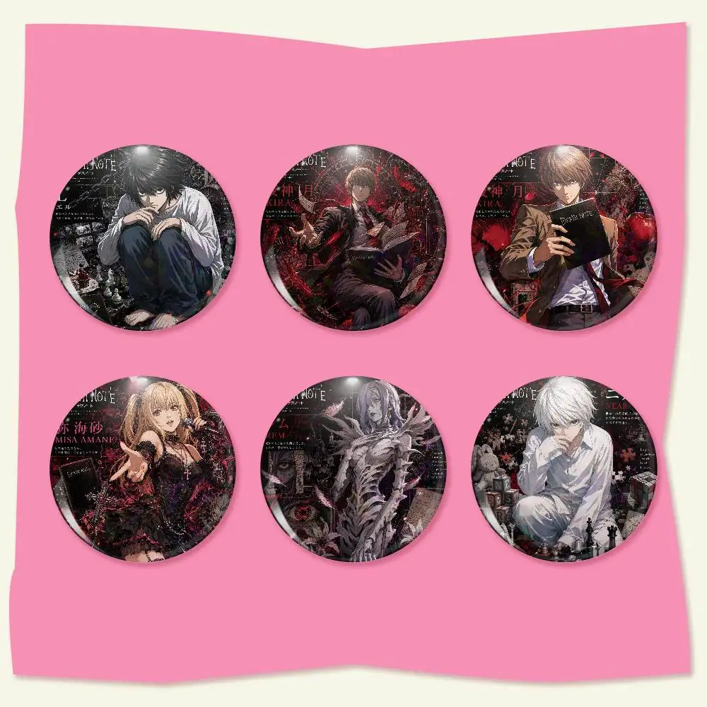 Death Note Cartoon Round Brooches On Backpack Jacket Acrylic Button Pins Collection Gifts