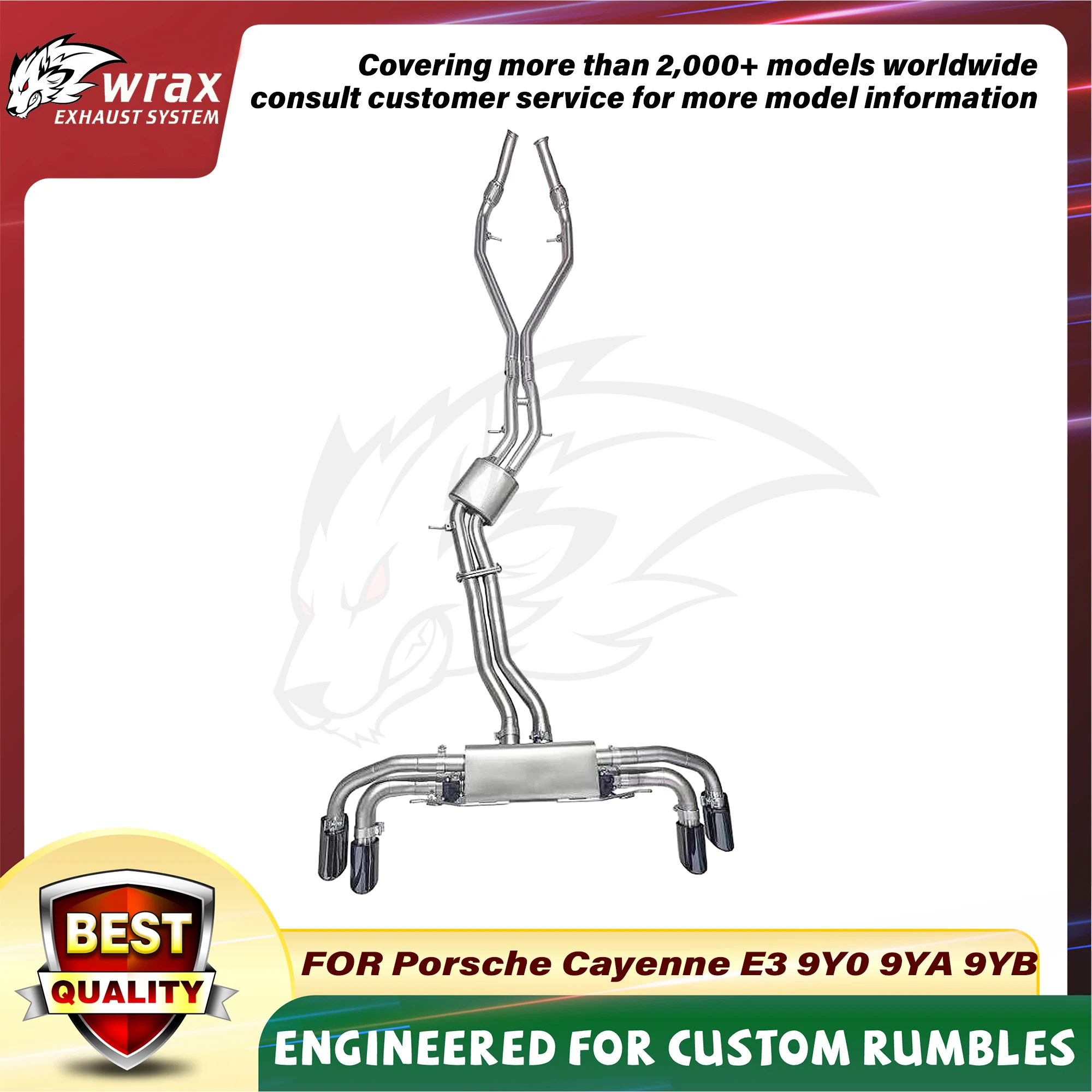 

Performance WRAX SS304 Exhaust for Porsche Cayenne E3 9Y0 9YA 9YB Electric Valve Catback & Resonant tube Lossless installation