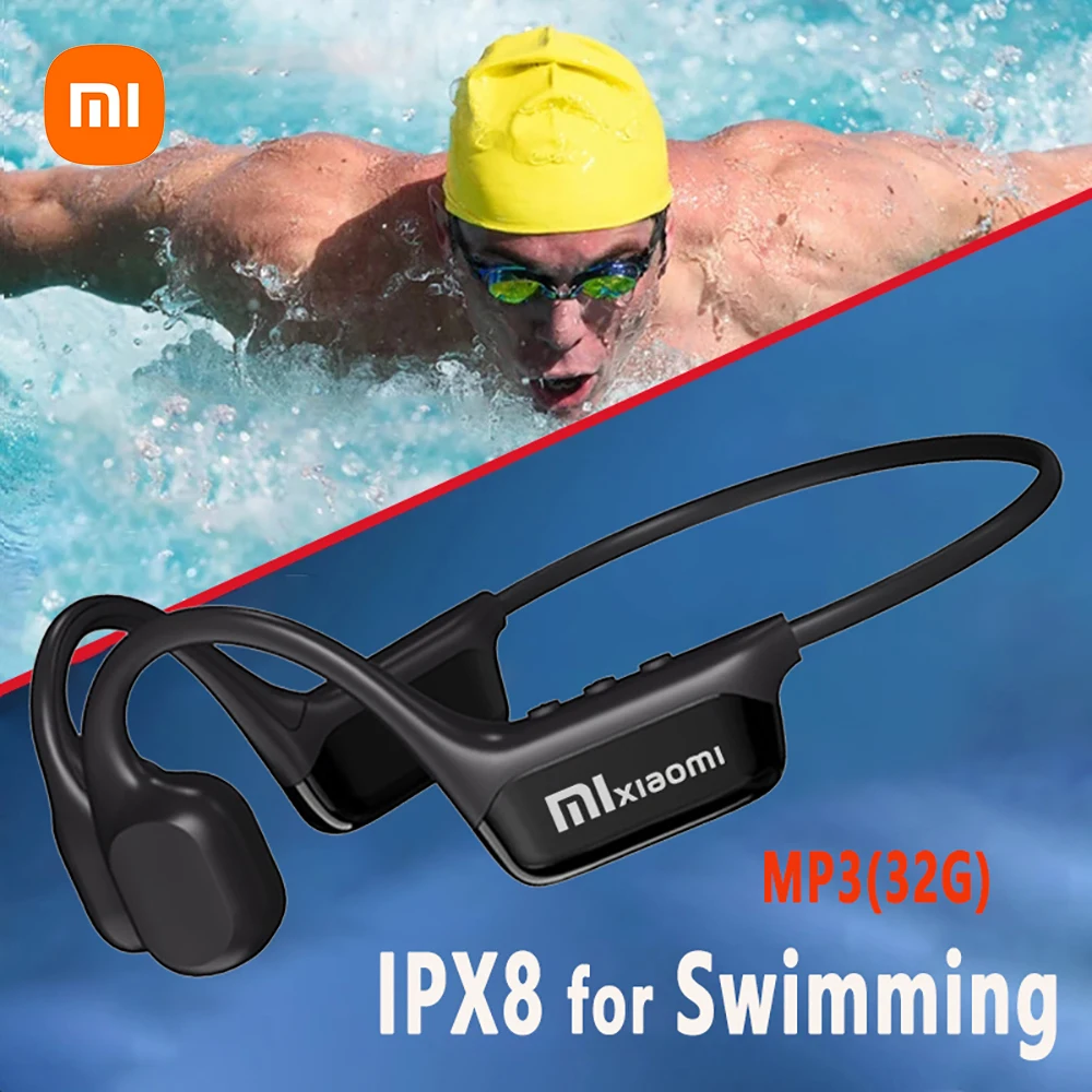 Xiaomi 2024 Bone Conduction Swimming Earphone Bluetooth Wireless IPX8 Waterproof 32GB MP3 Player Hifi Headphone with Mic Headset