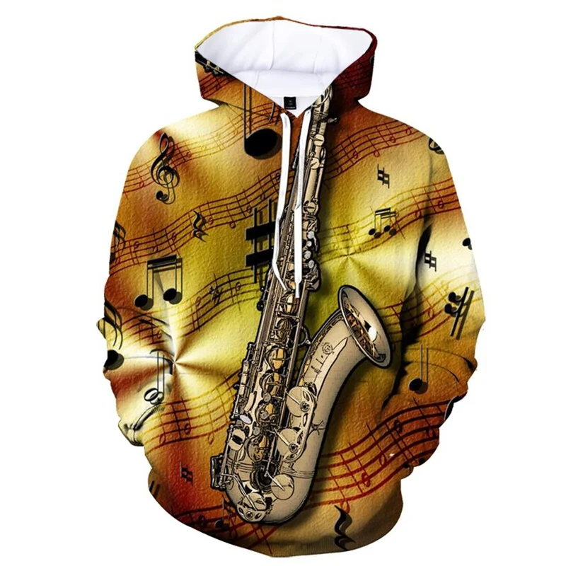 

3D Printing Music Art Saxophone Hoodie For Men Autumn Long Sleeve Hoodies Unisex Harajuku Casual Street Sweatshirt Pullover Coat