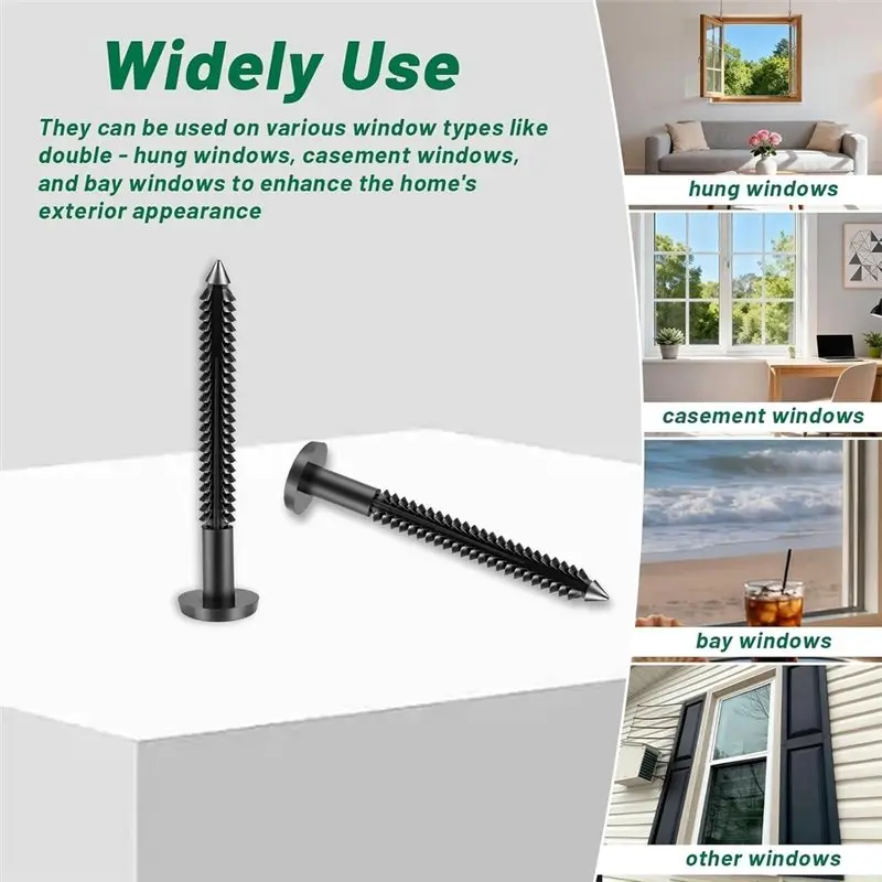 ABMR-Black 3 Inch Vinyl Shutter Fasteners 50-Pack For Exterior Wood, Aluminum& Vinyl Window Shutters, Window Shutter Pegs