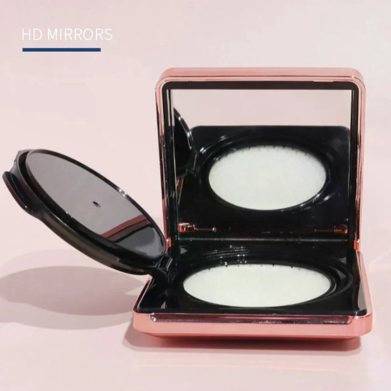 Pudełko na puder z poduszką powietrzną, przenośny pojemnik na kosmetyki z gąbeczką i lusterkiem do podkładu BB i kremu.