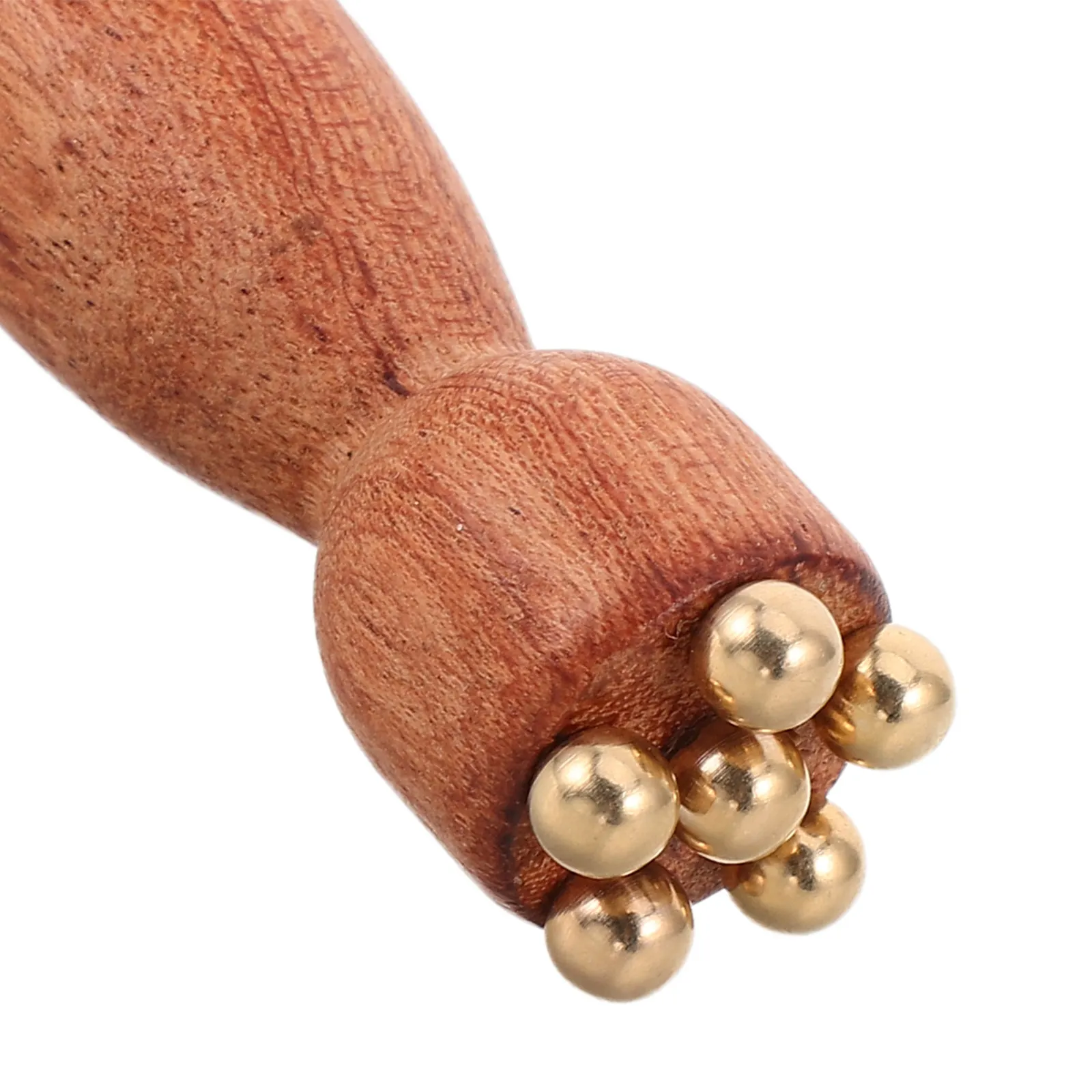 Wooden Eye Roller Massager Wood Copper Beads Under Eye Massage Tool Mini Lotus Pod Shape Facial Roller Spa Face view 4