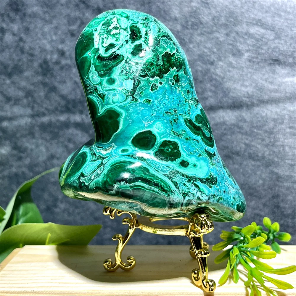 Crystal Chrysocolla Natural Specimen Stone Quartz Gemstone Raw Geode Mineral Energy Psychic Feng Shui Home Decoration+Stand