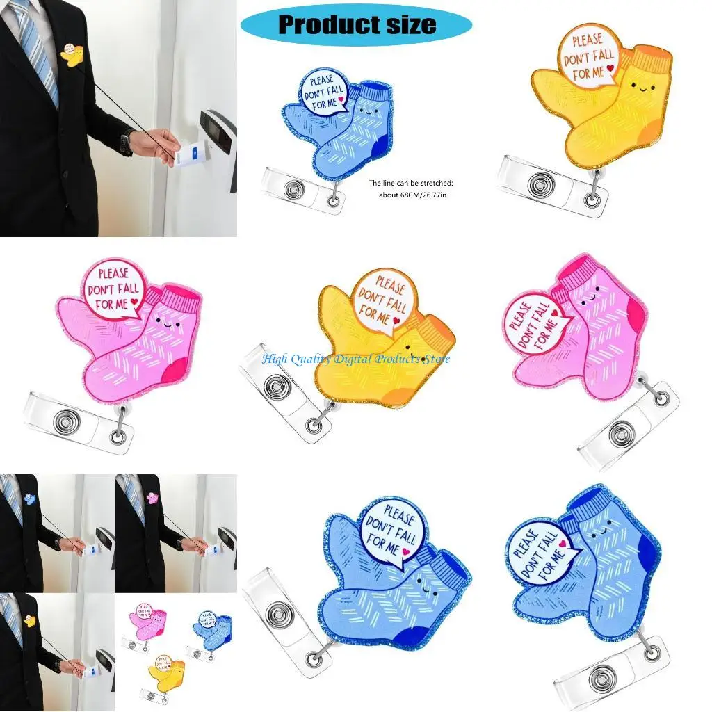 U2JE الجوارب شارات حامل مع مشبك معدني للطلاب المعلم طبيب ممرضة شارات حامل بطاقة شارات قابلة للسحب بكرة