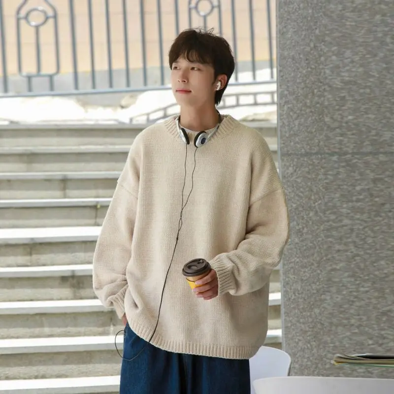 

Свитер мужской новый зимний толстый свитер с круглым вырезом японский ретро свободная куртка в ленивом стиле JJ438