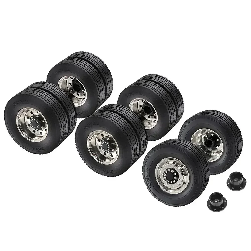 

1/14 TAMIYA RC Truck Universal Metal Wheel Rim & Tire Set, Upgrade Parts for Model Cars