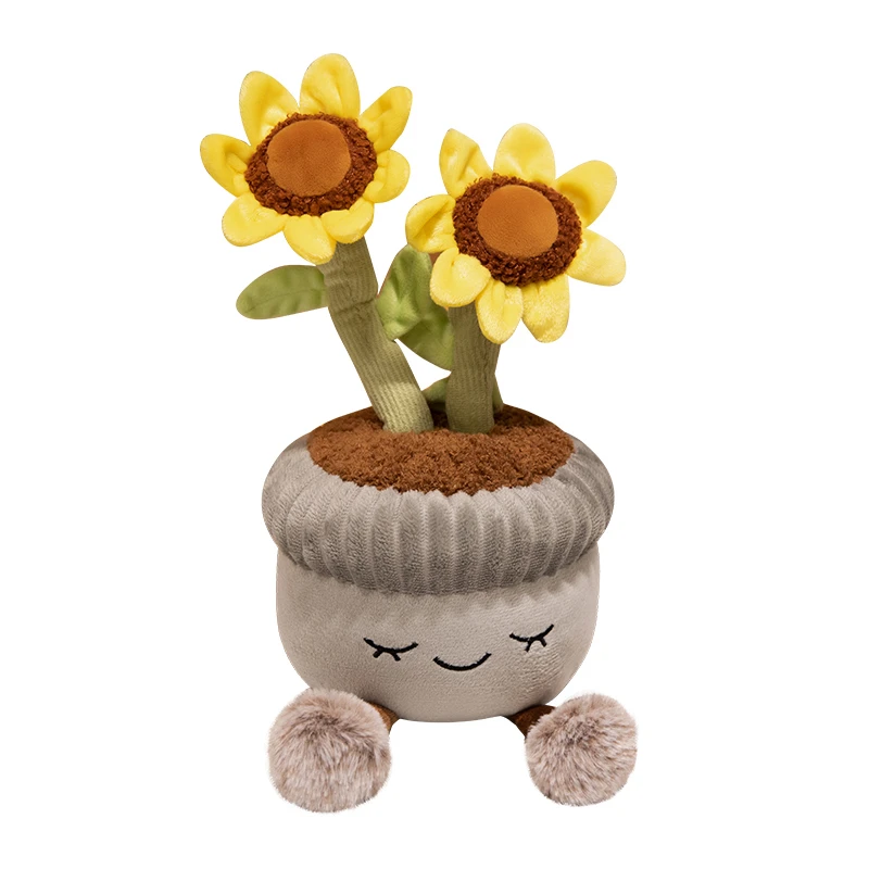 Lifelike Cactus Plants Plush Stuffed Sunflower Toys Soft Home Decor Doll Creative Potted Flowers Pillow for Kids Birthday Gift