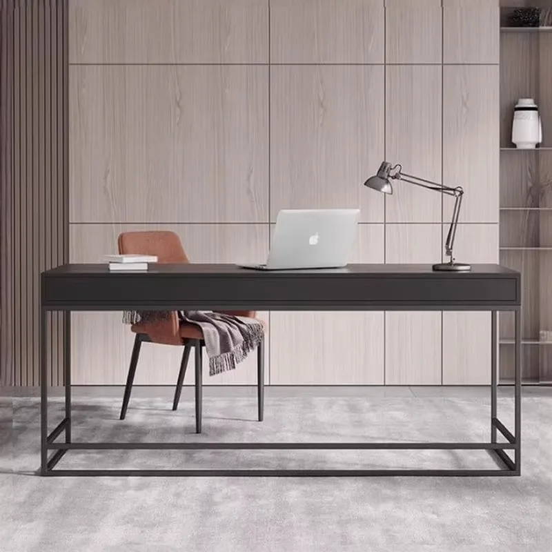 Mesa de Computador Retangular de Madeira Preta Elegante com Organizador para Jogos, Mesa para Notebook para Quarto, Estudo, Hotel, Mobiliário