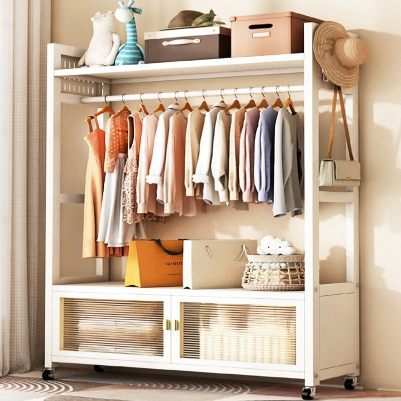 Armoire à cadre métallique ouvert, montage simple, pour chambre à coucher, rangement de vêtements, meuble organisateur